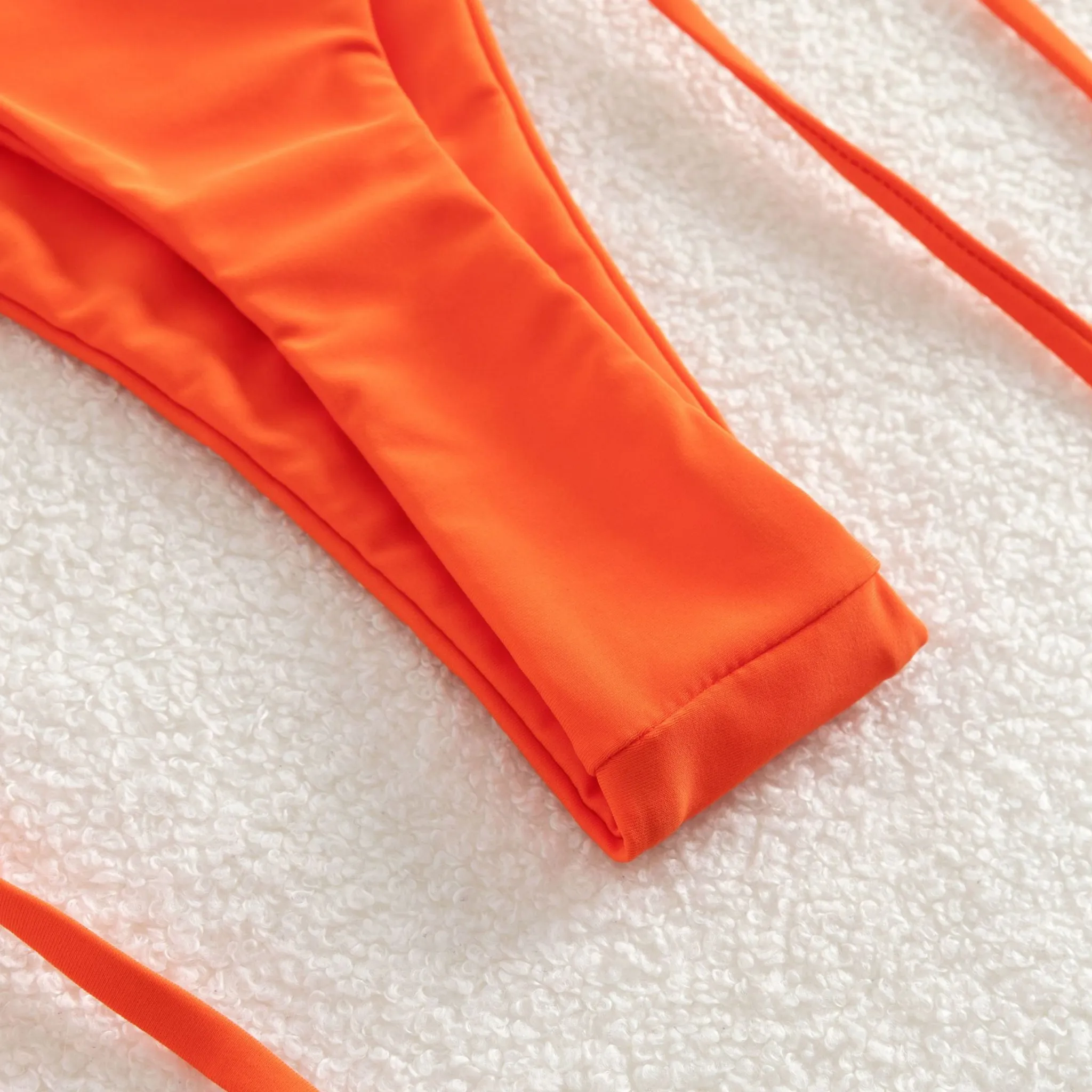 Orange High Waisted Criss Cross Bikini Set