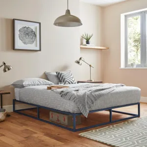 Outlet - Indy Double Platform Bed - Blue Metal