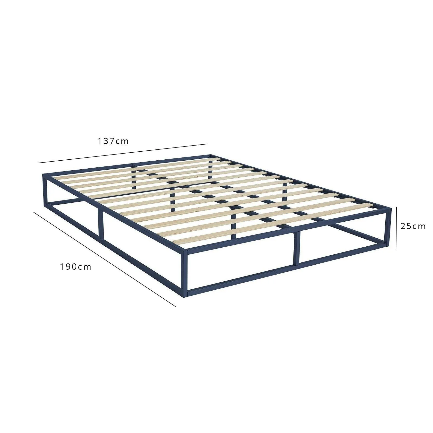 Outlet - Indy Double Platform Bed - Blue Metal