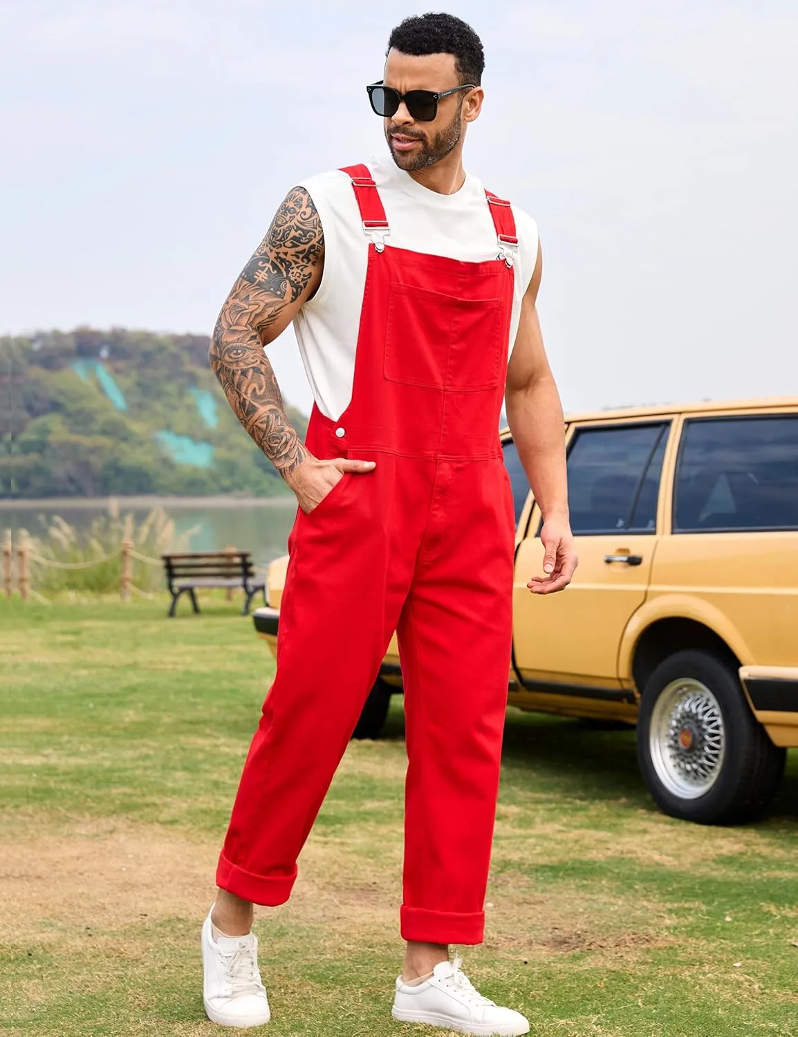 Overalls for Men Fashion Coveralls Work Utility Denim Women Bib Jumpsuit with Pockets