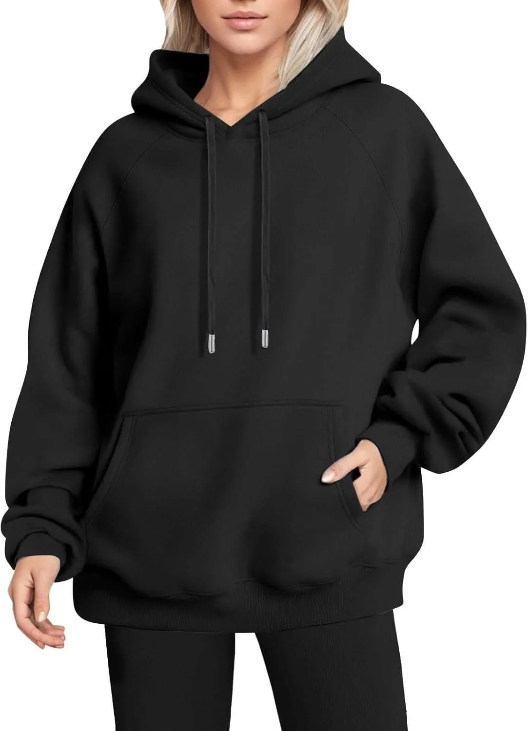 Oversized Hoodies for Women Fleece Plain Hooded Sweatshirts with Pocket Casual Drawstring Pullover Sweaters Y2k Tops