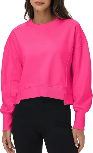Oymyakon Womens Oversized Cropped Sweatshirts Crew Neck Long Sleeve Pullover Sweater Fall Fashion Clothes