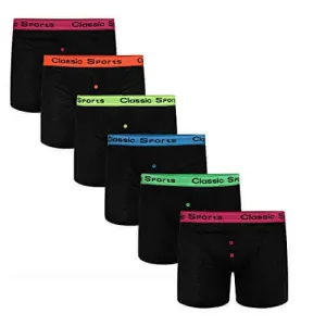 Pack of 6 Boys Boxer Shorts Cotton Blend with Neon Waistbands Comfortable Breathable Stretchy Underwear Sizes 5-13 Years Classic Trunk Style by Sock Stack