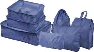 PATIKIL Packing Cube for Travel, 7 Pcs Packing Organizers Set Travel Essentials Storage Bags for Luggage Suitcase, Navy Blue