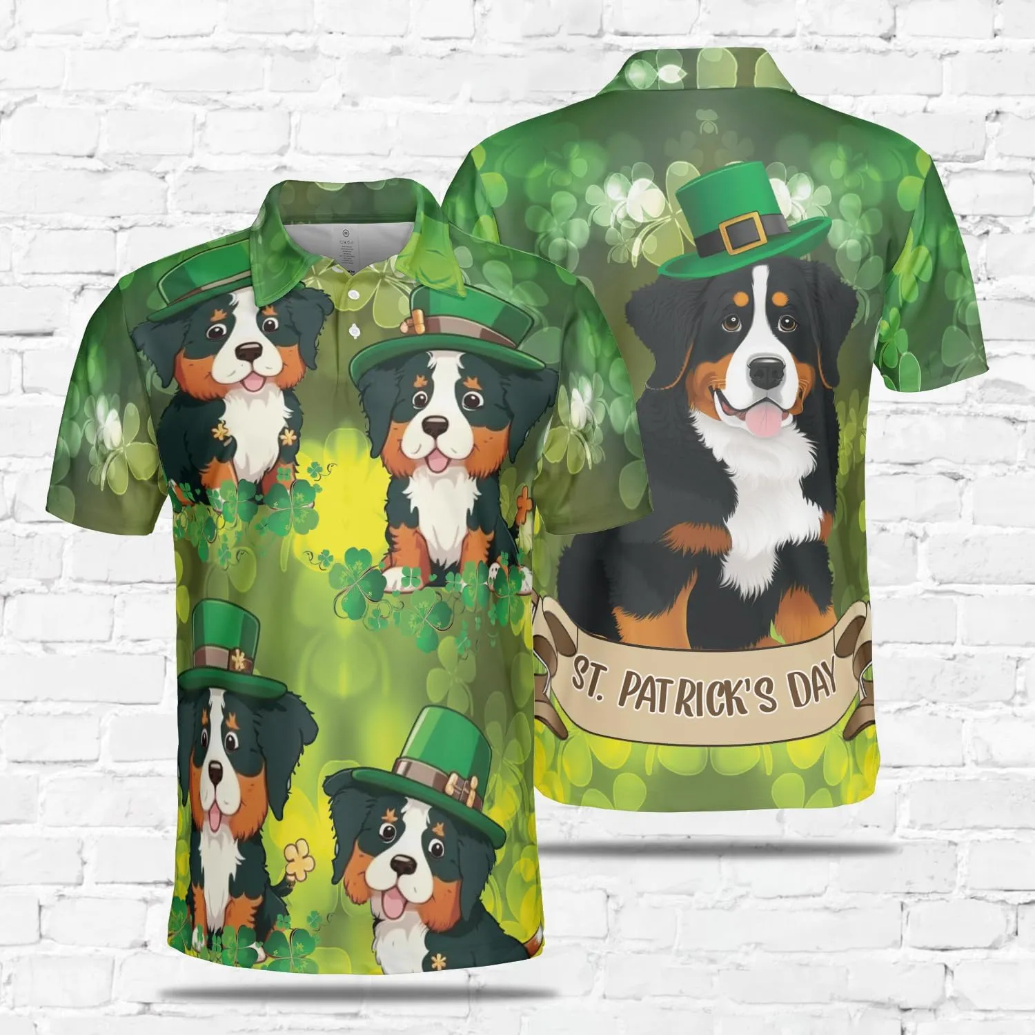 Patrick's Day Polo Shirts for Men - Cute Dog Men's Regular Fit Quick Dry Golf Polo Shirt Series 07