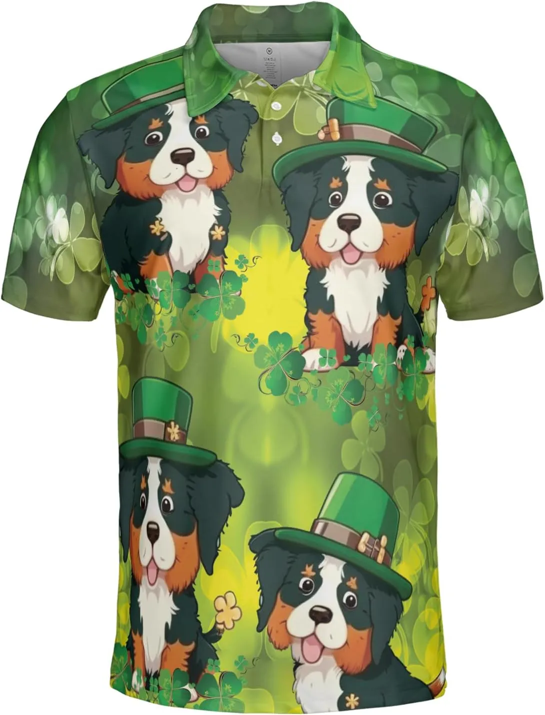 Patrick's Day Polo Shirts for Men - Cute Dog Men's Regular Fit Quick Dry Golf Polo Shirt Series 07