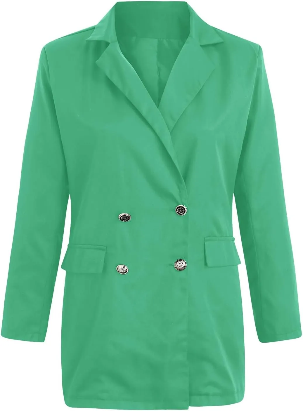 PeQAQ Womens Casual Blazer Jacket Pockets Long Sleeve Open Front Long Work Suit Jackets 2023 Office Blazer Lapel Button Coats