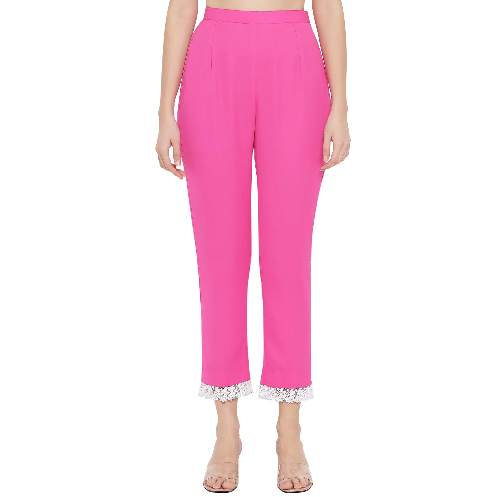 Pink Round Neck Suit Set for Women