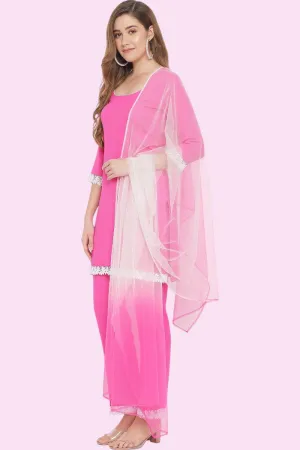 Pink Round Neck Suit Set for Women