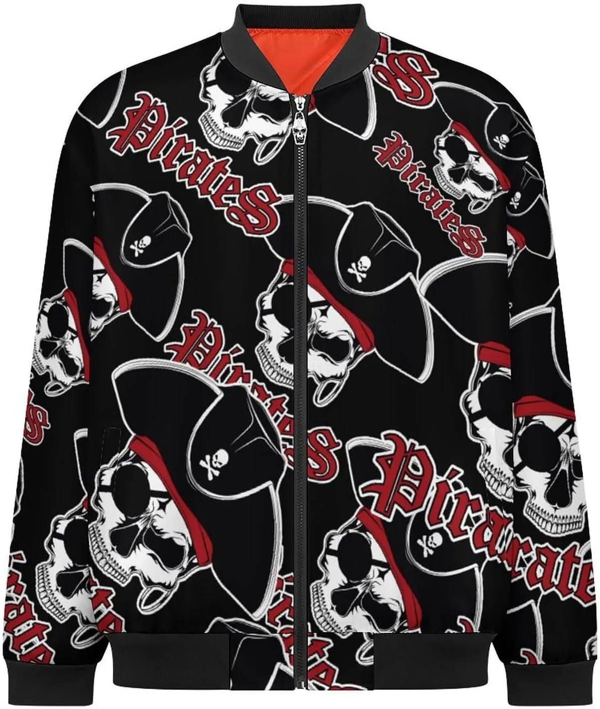Pirate Captain Skull Men's Bomber Jacket Lightweight Windbreaker Fashion Spring Fall Coats Casual Jackets for Men