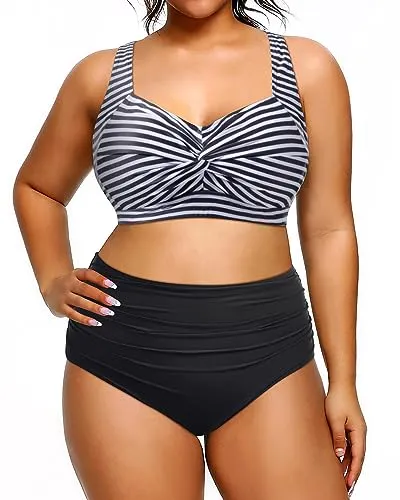 Plus Size High Waisted Two Piece Bikini