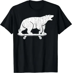 Polar Bear Funny Skateboard Graphic T-Shirt
