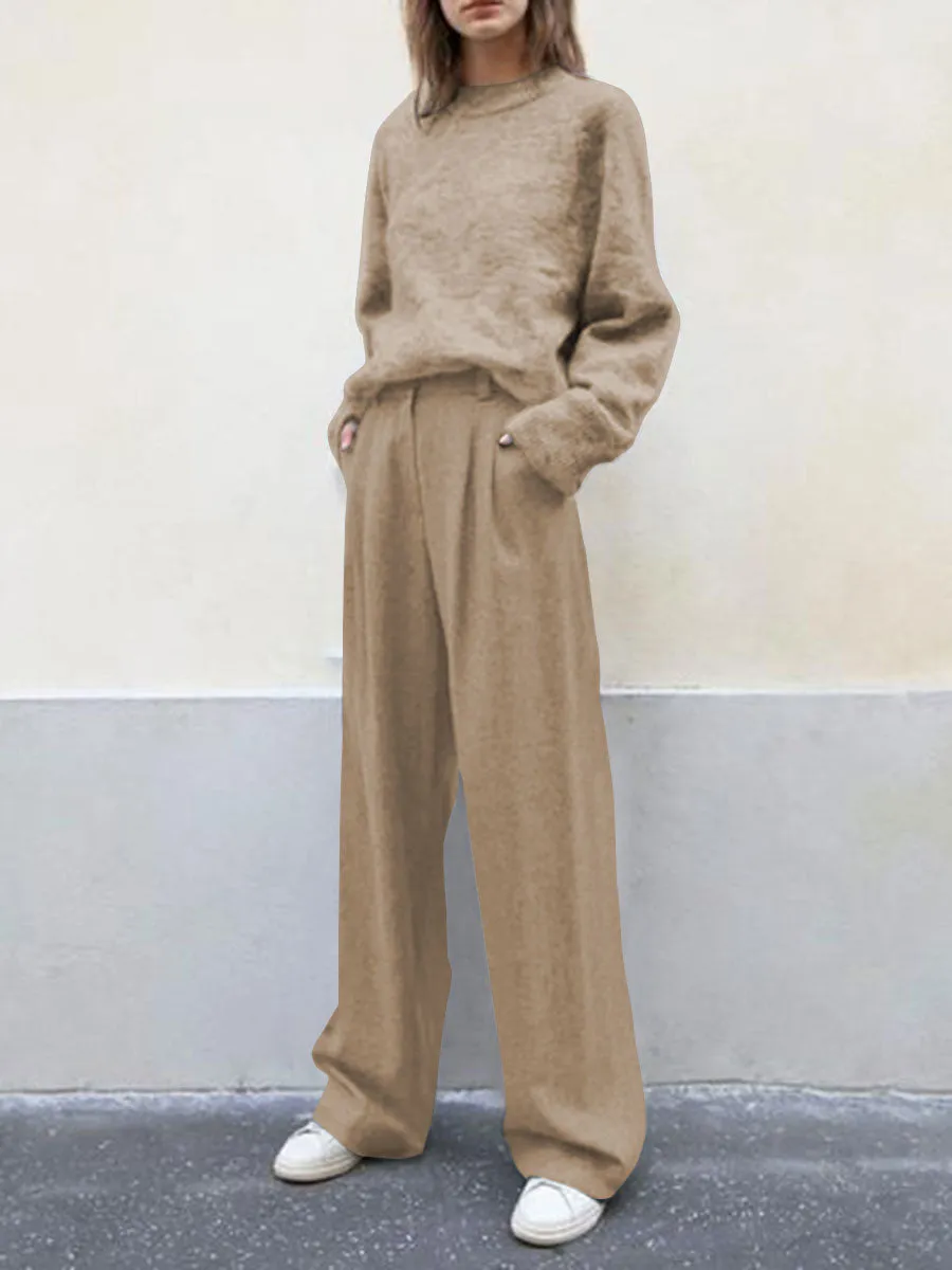 Pure Color Casual Loose Suit
