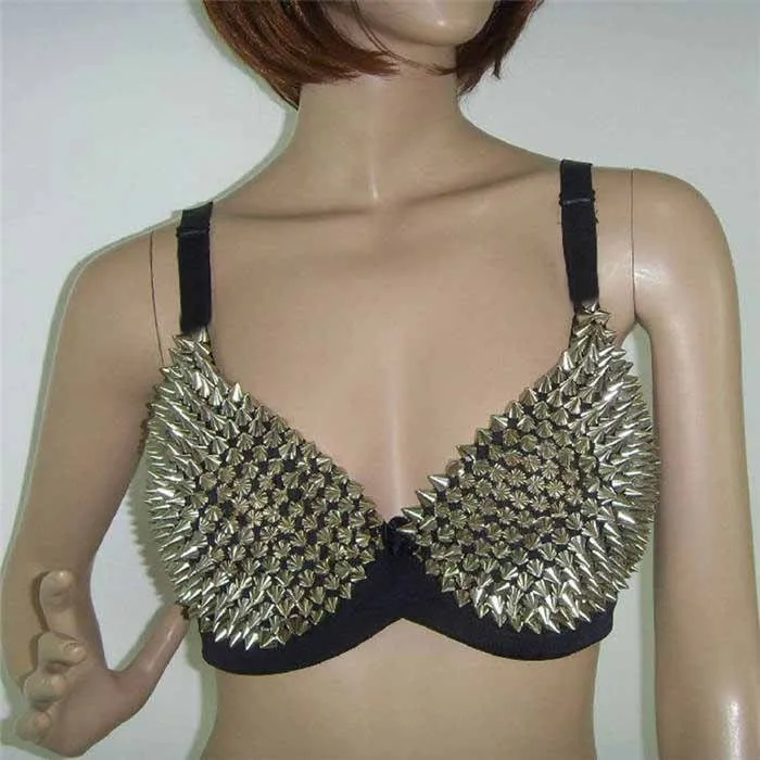 Push Up Bra With Rivet Gold Silver Rock Backless