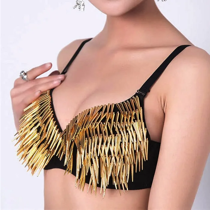 Push Up Bra With Rivet Gold Silver Rock Backless