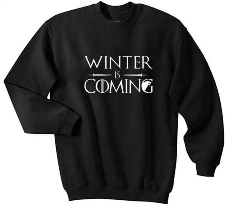 Qrupoad Women Winter is Coming Sweatshirt Hoodie Long Sleeve Oversized Cozy Fleece Pullover Tops with Pockets