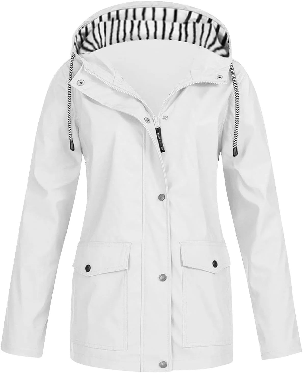 Rain Jacket Women Waterproof Windbreaker Rain Jacket Lightweight Striped Climbing Outdoor Hooded Coats Spring 2025
