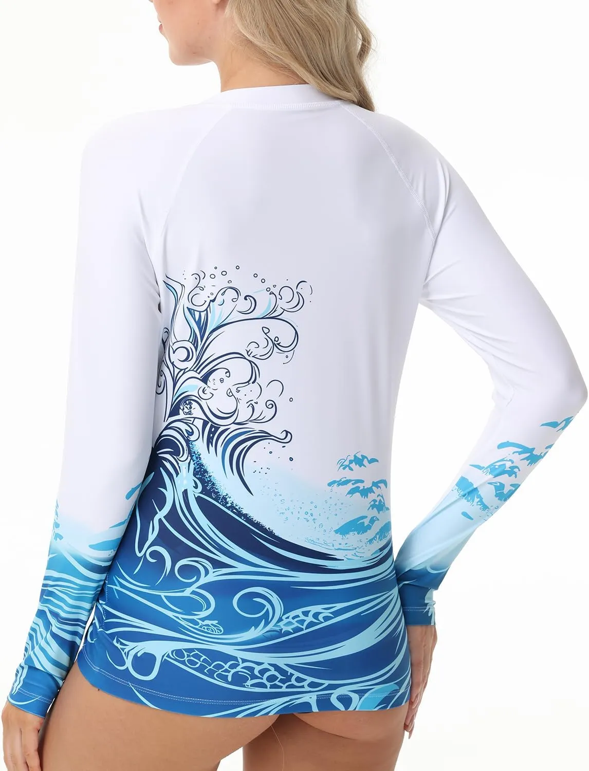 Rash Guard for Women UPF 50  Swim Shirts 1/4 Zip Long Sleeve SPF UV Protection Shirts No Bottom Tops with Thumb Hole