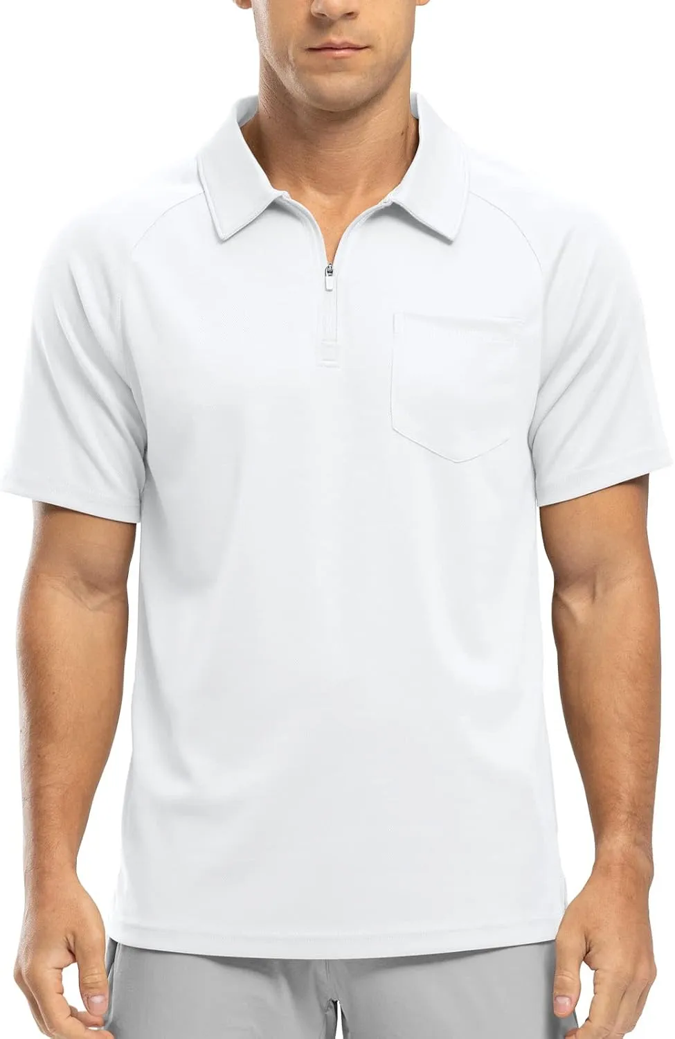 Rdruko Men's Polo Shirts with Pocket Short Sleeve Dry Fit 1/4 Zip Golf Sports Collared Summer T Shirts