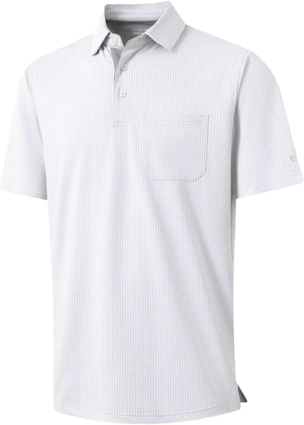 Rouen Mens Golf Shirts Short Sleeve Dry Fit Jacquard Performance Moisture Wicking Casual Pocket Collared Polo Shirts for Men