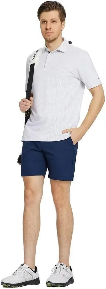 Rouen Mens Golf Shirts Short Sleeve Dry Fit Jacquard Performance Moisture Wicking Casual Pocket Collared Polo Shirts for Men