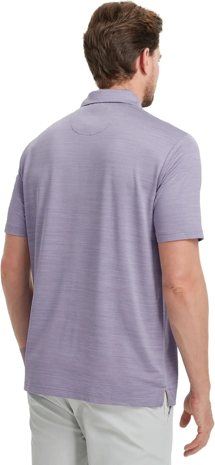 Rouen Polo Shirts for Men Dry Fit Performance Moisture Wicking Casual Jacquard Heather Collared Mens Golf Shirts Short Sleeve