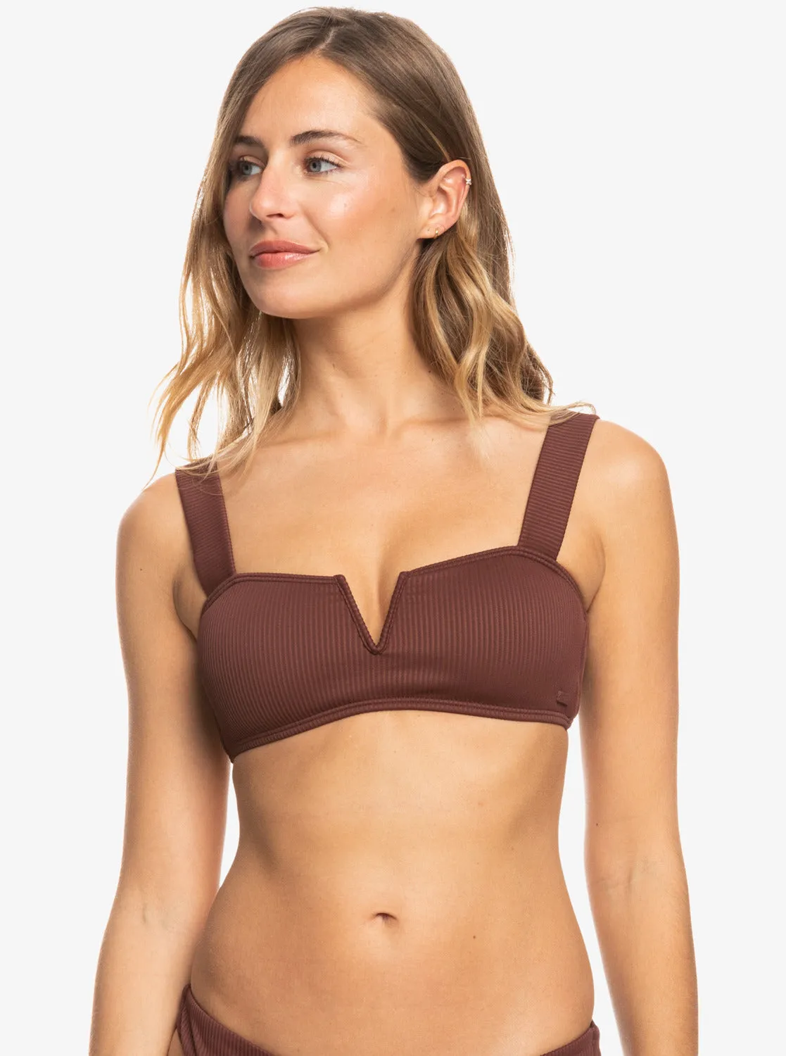 Roxy Love The Coco V Bralette Bikini Top - Bitter Chocolate