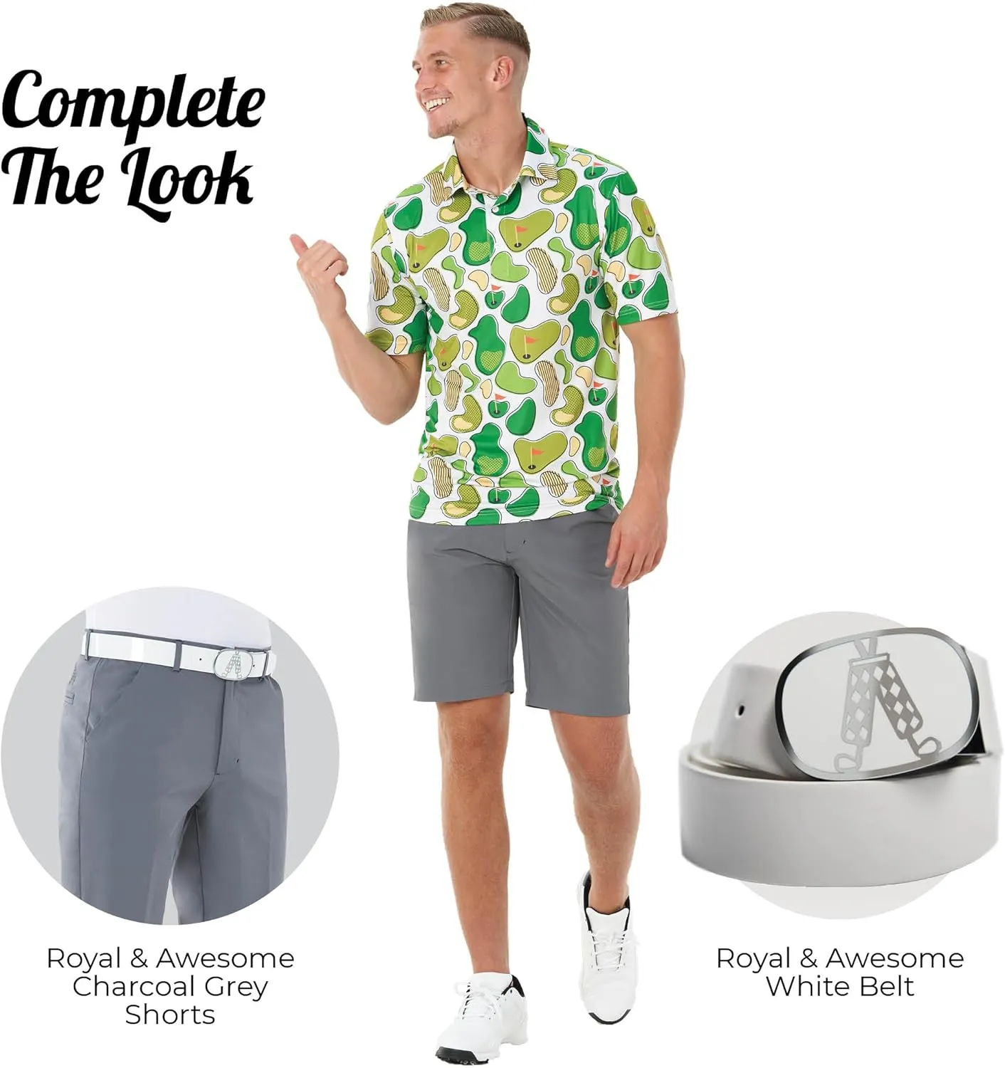 Royal & Awesome Golf Shirts for Men, Golf Polos for Men, Crazy and Funny Shirts for Men's, Bright, Colorful Design