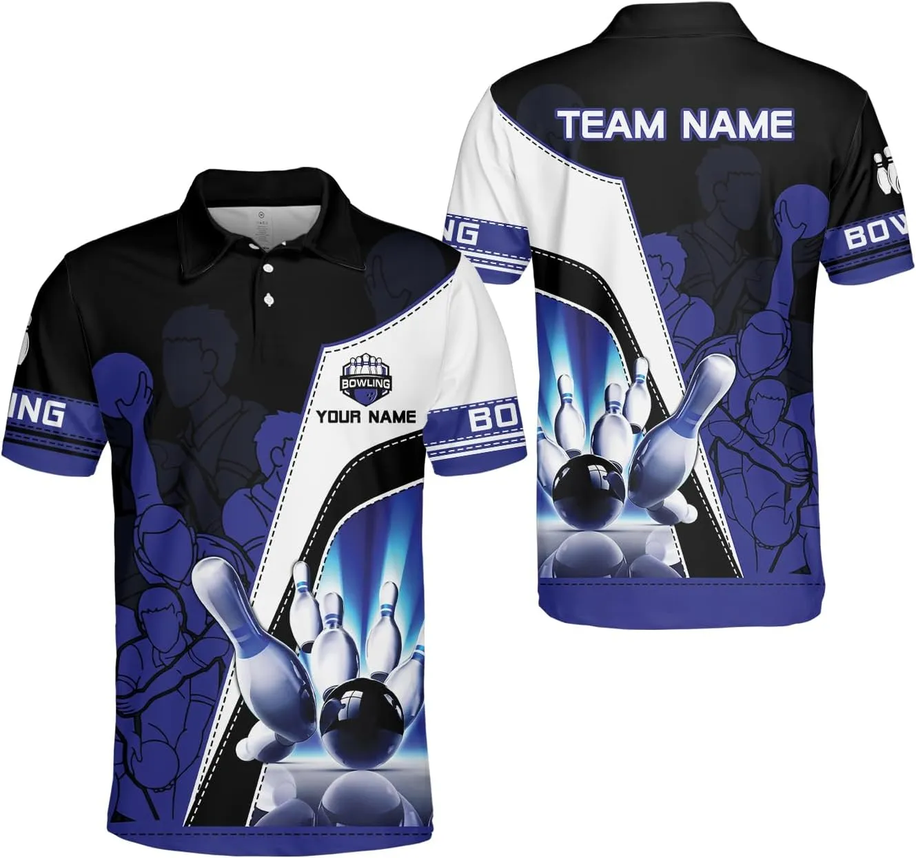 Royal Fight Personalized Bowling Polo Shirts 3D Custom Bowling Polo Shirt Bowling Shirts for Team Gift for Bowling Lover