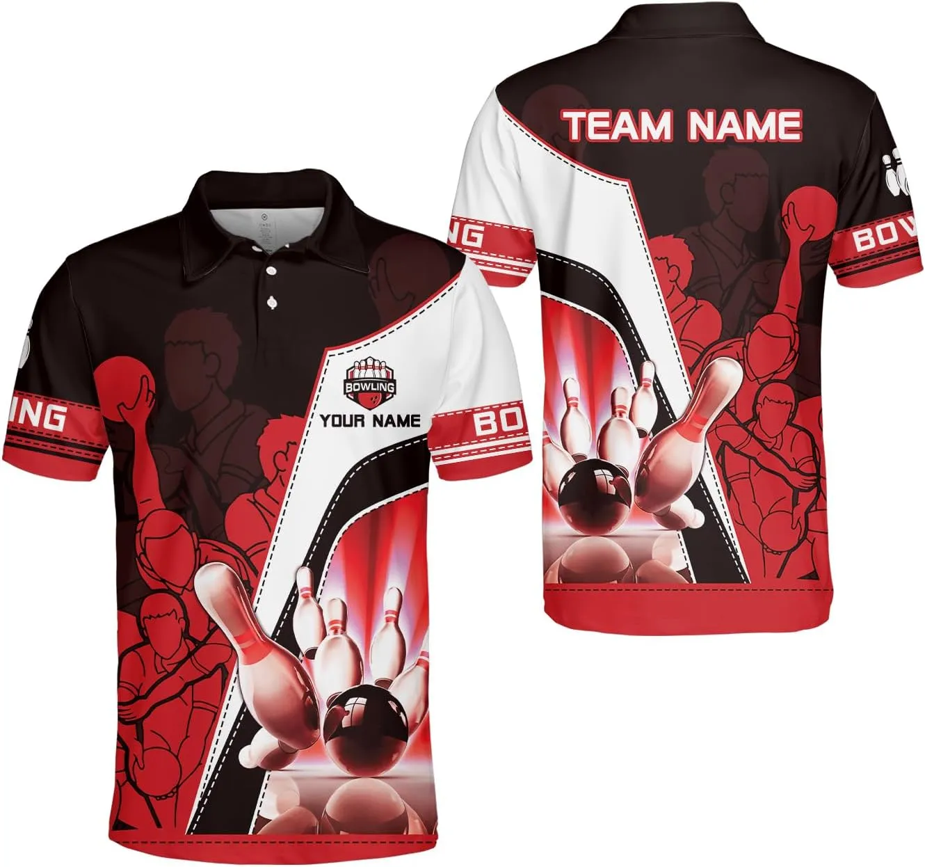 Royal Fight Personalized Bowling Polo Shirts 3D Custom Bowling Polo Shirt Bowling Shirts for Team Gift for Bowling Lover