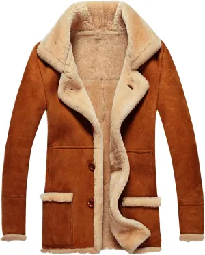 RTRDE Men's Coats Trench Coat Sherpa Fleece Lined Pea Coat Winter Warm Long Jacket Coats, M-3XL