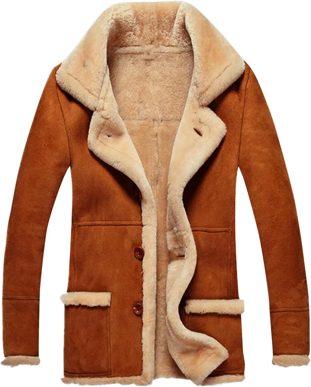 RTRDE Men's Coats Trench Coat Sherpa Fleece Lined Pea Coat Winter Warm Long Jacket Coats, M-3XL