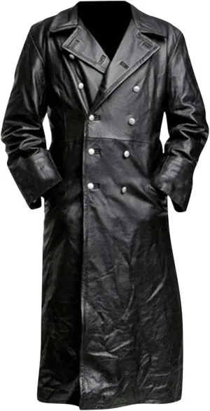 RTRDE Men's Jacket Black Faux Leather Jackets Long Motorcycle Overcoat Trench Jackets, M-5XL