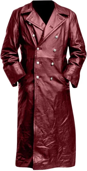 RTRDE Men's Jacket Black Faux Leather Jackets Long Motorcycle Overcoat Trench Jackets, M-5XL