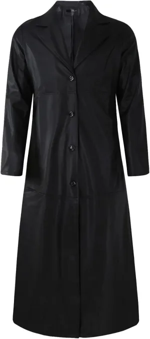 RTRDE Men's Leather Coats Black Faux Jackets Long Motorcycle Overcoat Trench Jacket, M-5XL