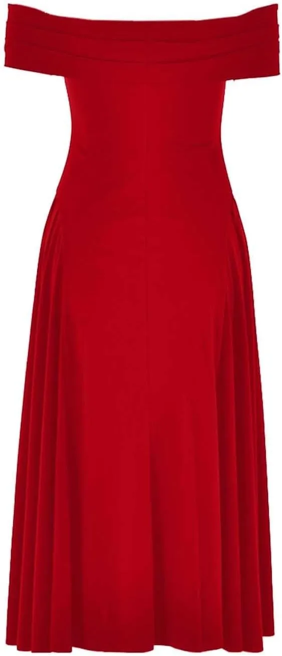 Satin Off The Shoulder Formal Midi Dress for Women A Line Ruched Tea Length Prom Party Womens Midi Casual Dresses