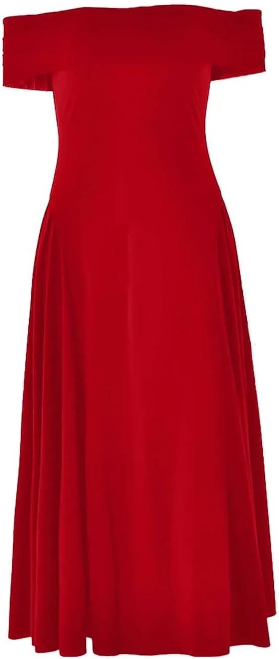 Satin Off The Shoulder Formal Midi Dress for Women A Line Ruched Tea Length Prom Party Womens Midi Casual Dresses