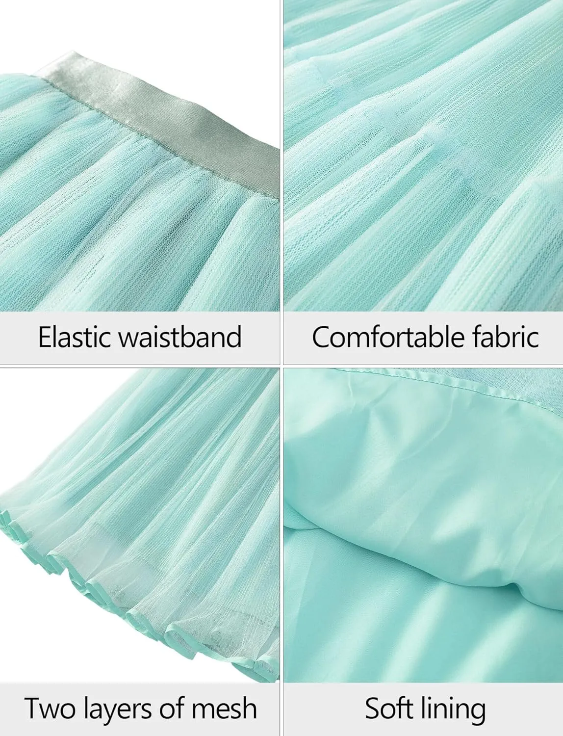 SEAUR Girls' Tulle A-line Mesh Long Tutu Skirts Casual Elastic High Waist Layered Skirt Party Princess Skirt