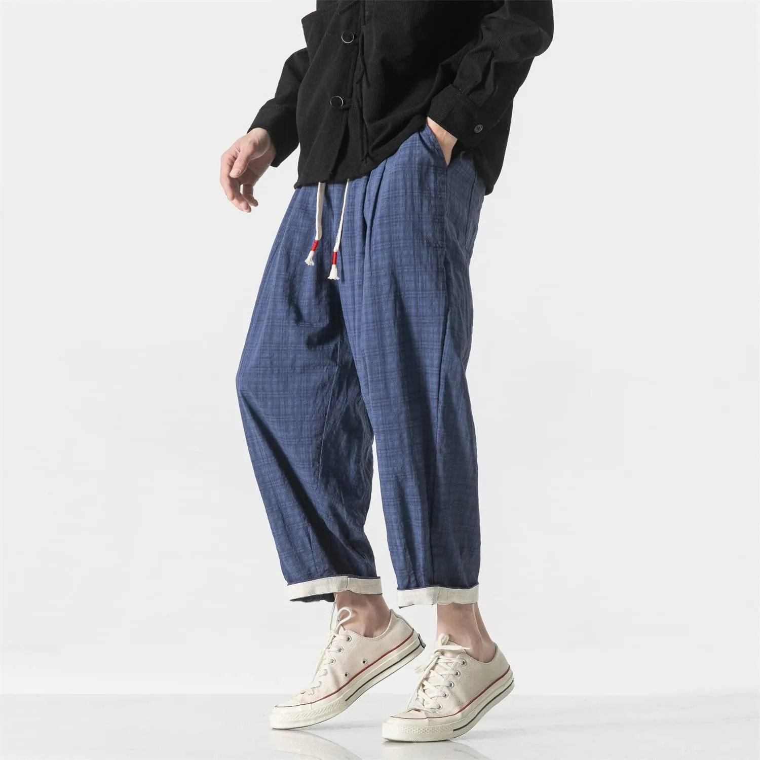 Seidarise Capri Pants Elastic Waist Loose Baggy Harem Breathable Summer Beach