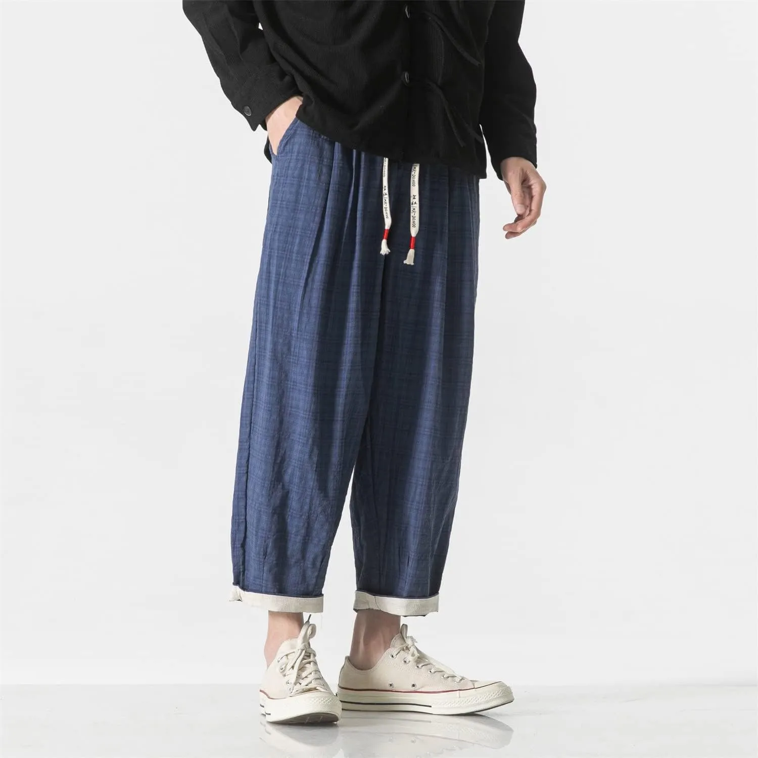 Seidarise Capri Pants Elastic Waist Loose Baggy Harem Breathable Summer Beach