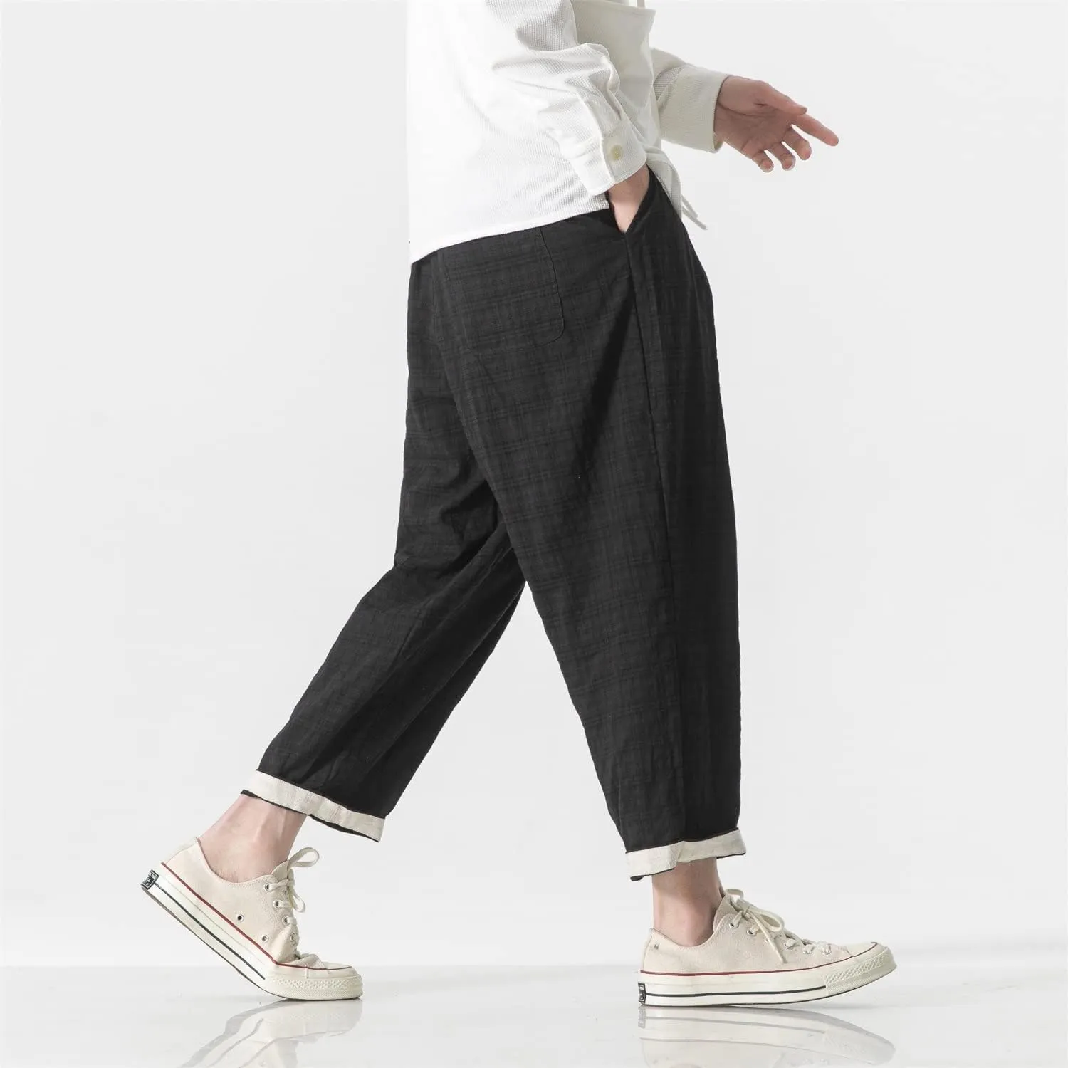 Seidarise Capri Pants Elastic Waist Loose Baggy Harem Breathable Summer Beach
