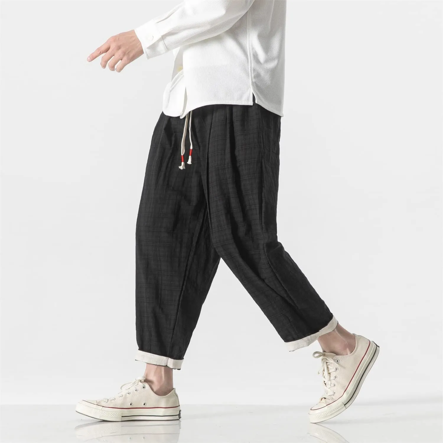 Seidarise Capri Pants Elastic Waist Loose Baggy Harem Breathable Summer Beach