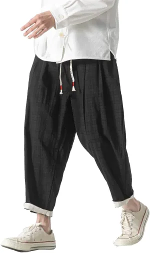 Seidarise Capri Pants Elastic Waist Loose Baggy Harem Breathable Summer Beach