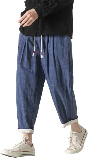 Seidarise Capri Pants Elastic Waist Loose Baggy Harem Breathable Summer Beach