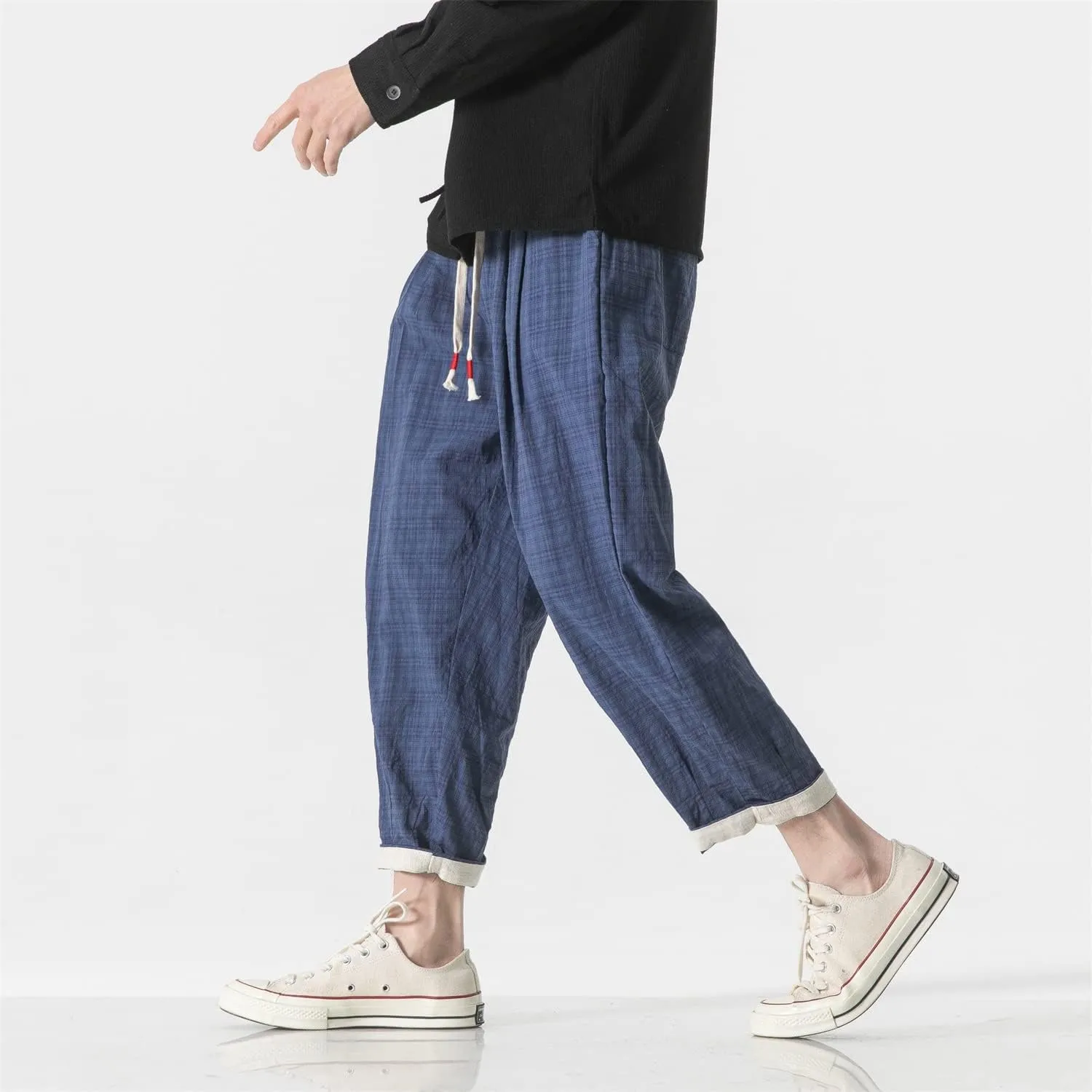 Seidarise Capri Pants Elastic Waist Loose Baggy Harem Breathable Summer Beach