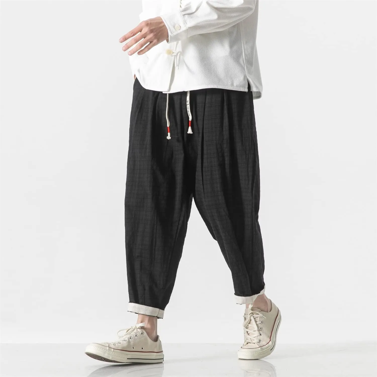 Seidarise Capri Pants Elastic Waist Loose Baggy Harem Breathable Summer Beach