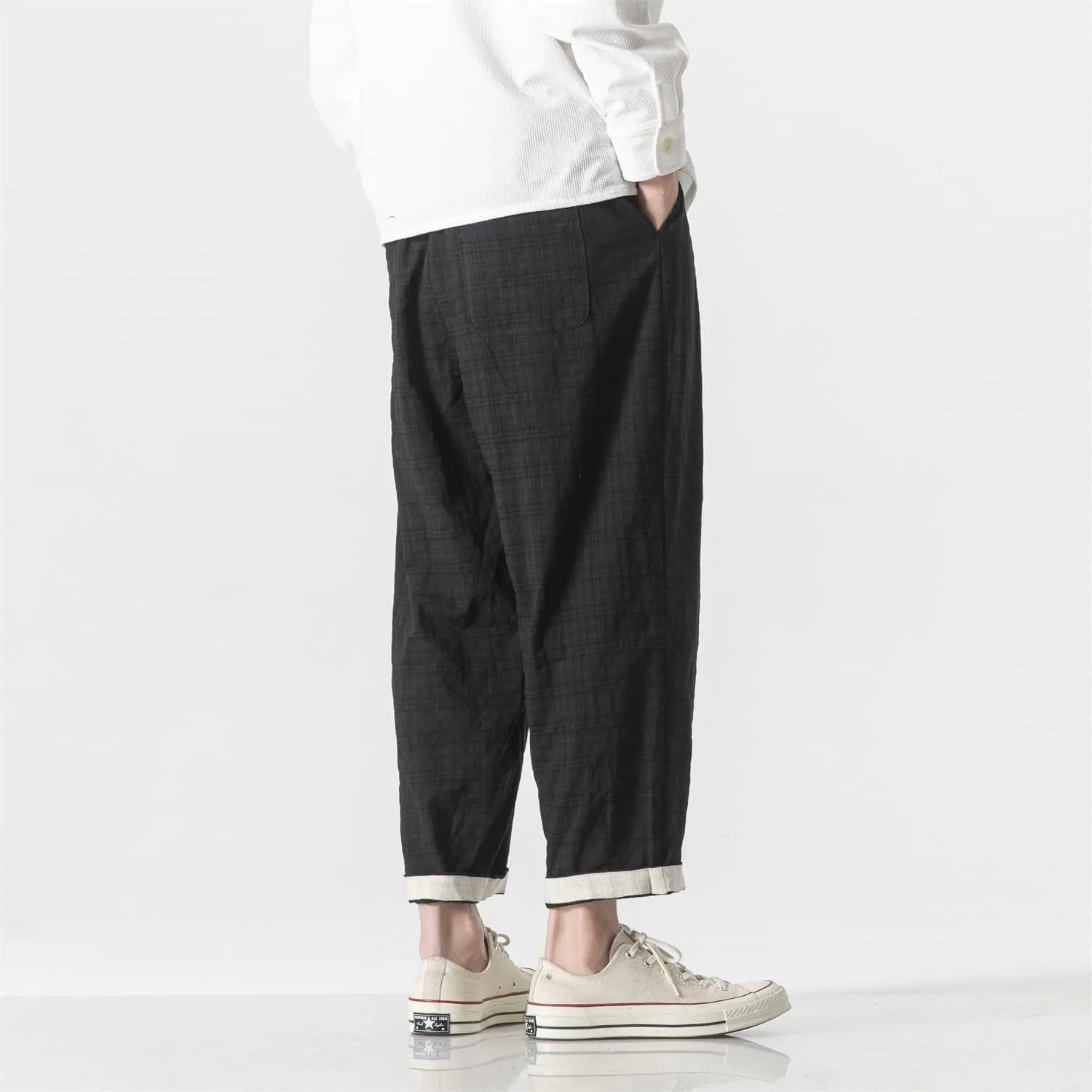 Seidarise Capri Pants Elastic Waist Loose Baggy Harem Breathable Summer Beach