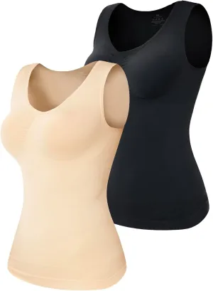 Shapewear Tank Tops for Women - Tummy & Waist Control Compression Camisole | Slimming Seamless Body Shaper Vest