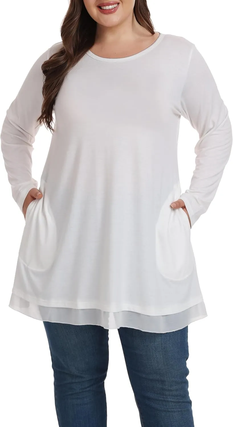 Shiaili Heather Plus Size Tunic Tops for Women Long Flowy Shirts for Leggings