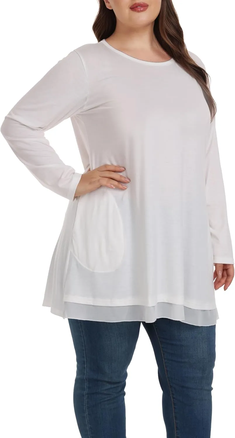 Shiaili Heather Plus Size Tunic Tops for Women Long Flowy Shirts for Leggings